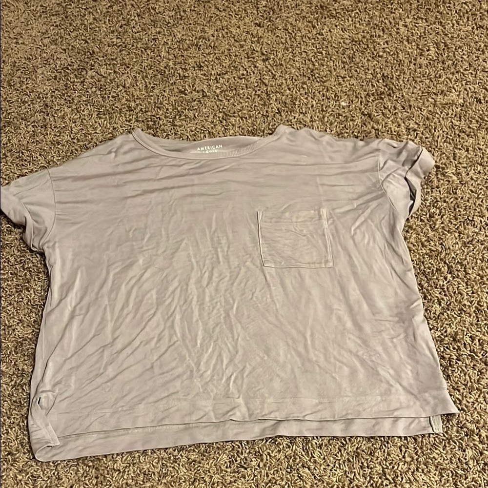 American Eagle Outfitters Cream Boxy Short Sleeve T-Shirt